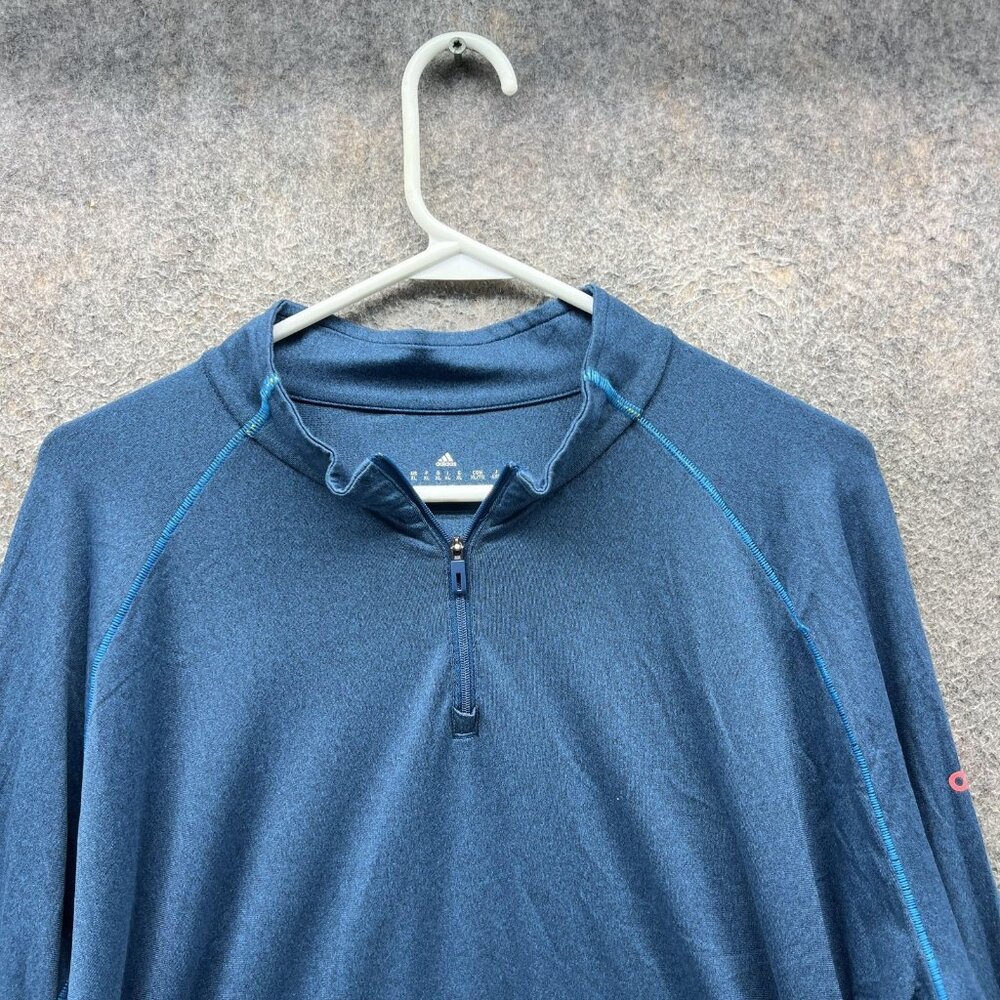 Adidas Shirt Mens XL Blue Climalite Quarter Zip Long Sleeve Athletic Pullover - Picture 4 of 11